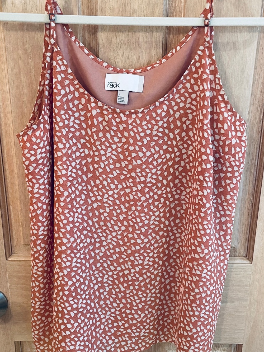 Nordstrom Rack Coral and White Printed Spaghetti-Strap Top